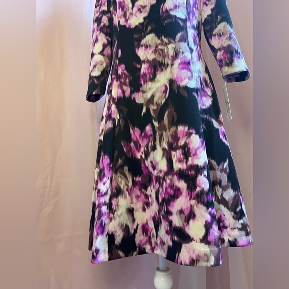 NWT Eliza J Watercolor Print Fit And Flare Scuba Cocktail Jeweled Dress BB99 - Picture 10 of 16
